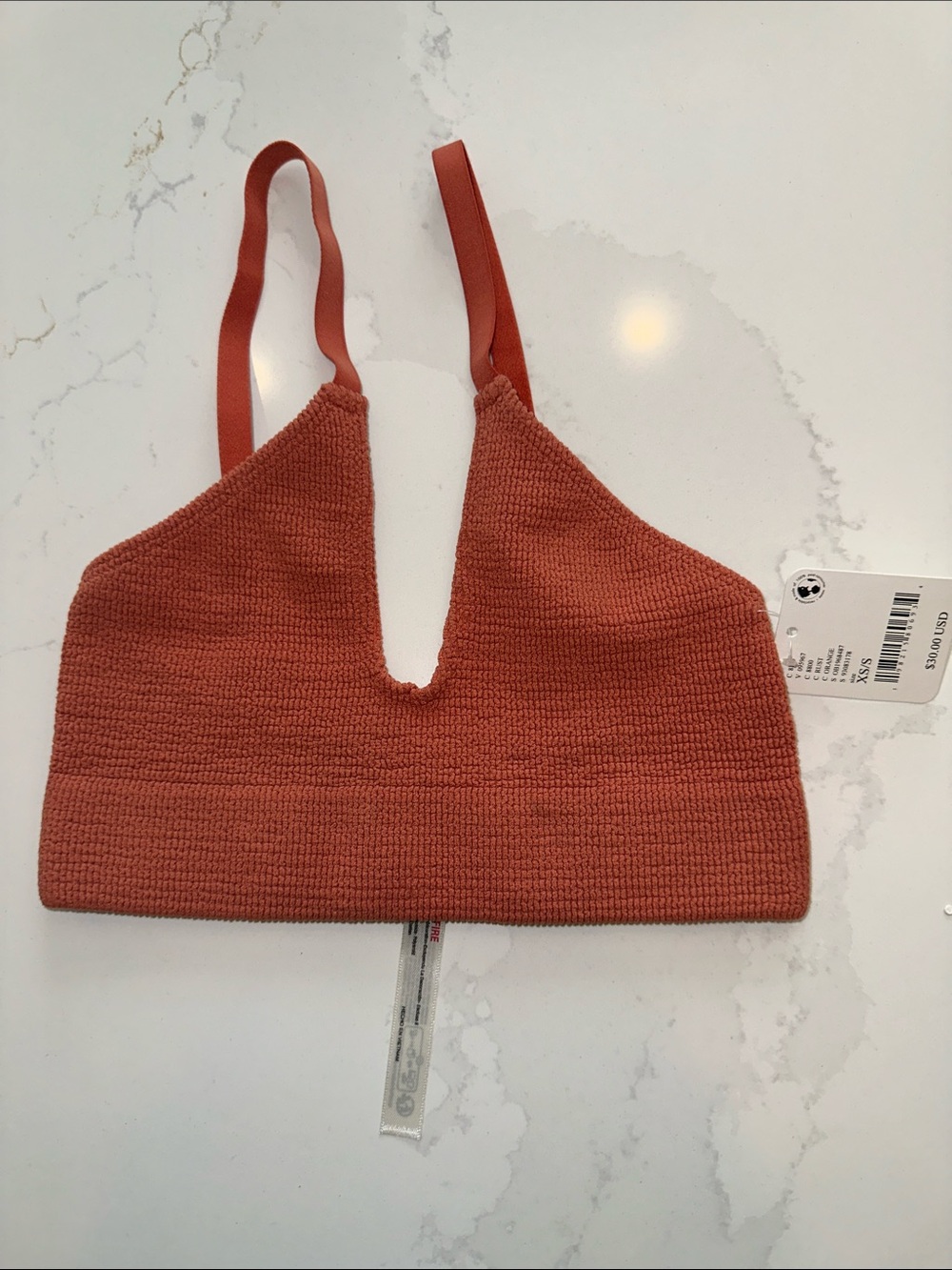 Free People Women’s Rust Textured V-Neck Bralette
